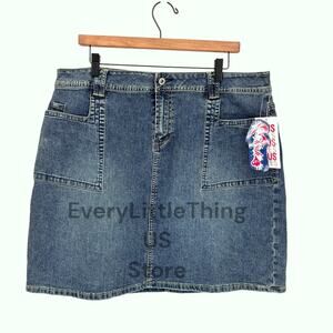 NEW Denim Mini Skirt Plus Size 18 Vtg 90s Y2K Wah Jeans Blue Jean Preppy Western